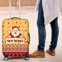 New Jersey Christmas Luggage Cover Cheerful Santa Claus Xmas Pattern - Wonder Print Shop