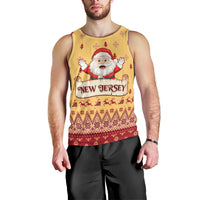 New Jersey Christmas Men Tank Top Cheerful Santa Claus Xmas Pattern - Wonder Print Shop
