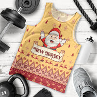 New Jersey Christmas Men Tank Top Cheerful Santa Claus Xmas Pattern - Wonder Print Shop