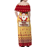 New Jersey Christmas Off Shoulder Maxi Dress Cheerful Santa Claus Xmas Pattern - Wonder Print Shop