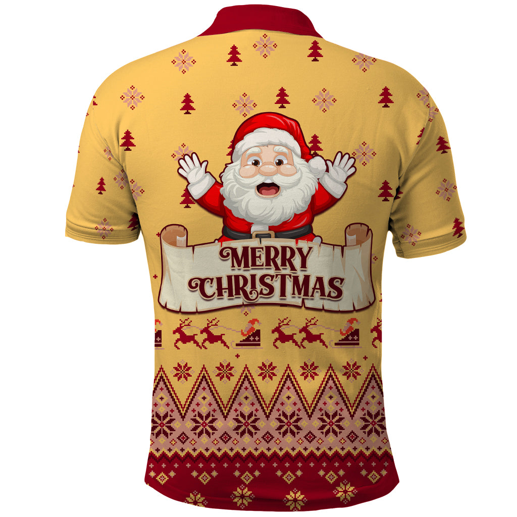 New Jersey Christmas Polo Shirt Cheerful Santa Claus Xmas Pattern - Wonder Print Shop