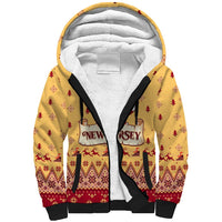 New Jersey Christmas Sherpa Hoodie Cheerful Santa Claus Xmas Pattern - Wonder Print Shop