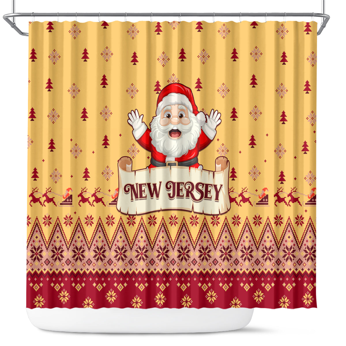 new-jersey-christmas-shower-curtain-cheerful-santa-claus-xmas-pattern