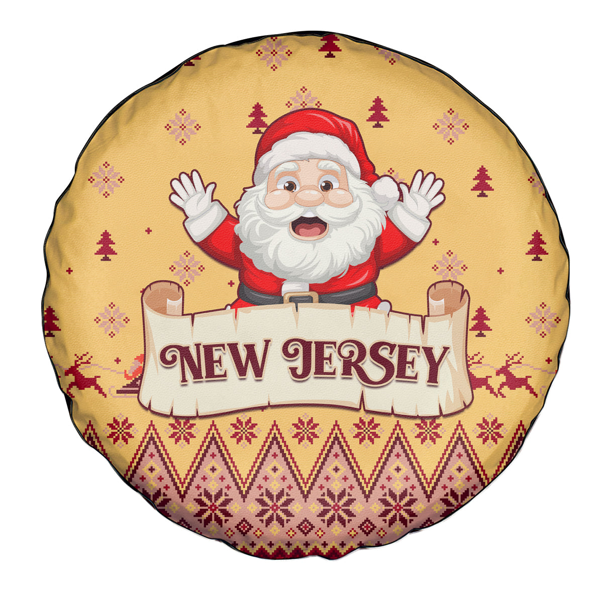 New Jersey Christmas Spare Tire Cover Cheerful Santa Claus Xmas Pattern - Wonder Print Shop
