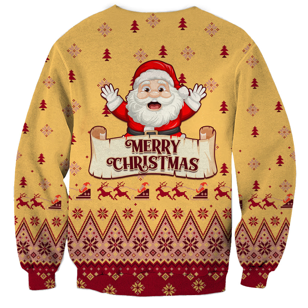New Jersey Christmas Sweatshirt Cheerful Santa Claus Xmas Pattern - Wonder Print Shop