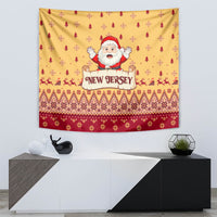 New Jersey Christmas Tapestry Cheerful Santa Claus Xmas Pattern - Wonder Print Shop