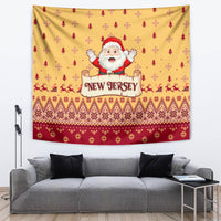 New Jersey Christmas Tapestry Cheerful Santa Claus Xmas Pattern - Wonder Print Shop