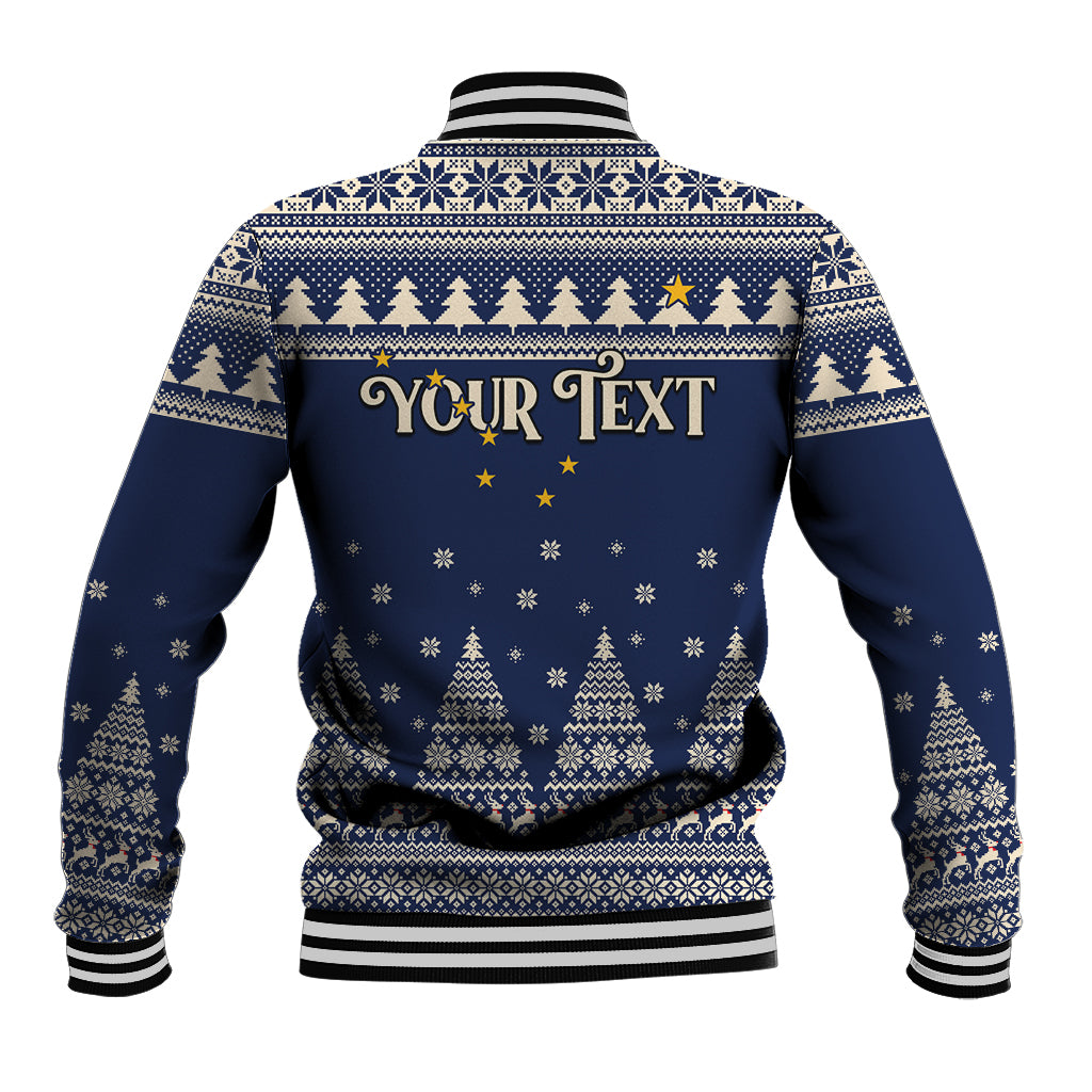 Custom Alaska Christmas Baseball Jacket Santa Claus With Snowman Reindeer Penguin - Wonder Print Shop