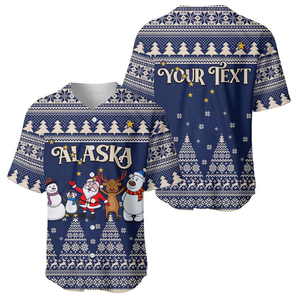 Custom Alaska Christmas Baseball Jersey Santa Claus With Snowman Reindeer Penguin - Wonder Print Shop