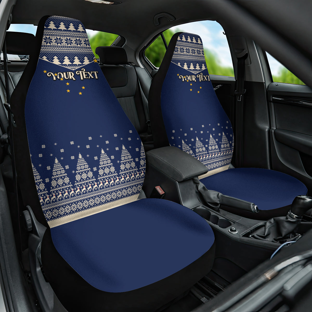 Custom Alaska Christmas Car Seat Cover Santa Claus With Snowman Reindeer Penguin - Wonder Print Shop