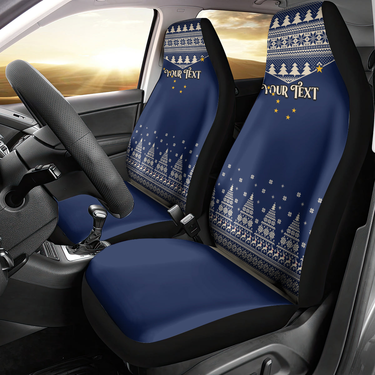 Custom Alaska Christmas Car Seat Cover Santa Claus With Snowman Reindeer Penguin - Wonder Print Shop