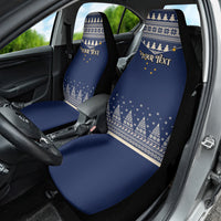 Custom Alaska Christmas Car Seat Cover Santa Claus With Snowman Reindeer Penguin - Wonder Print Shop