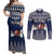Custom Alaska Christmas Couples Matching Off Shoulder Maxi Dress and Long Sleeve Button Shirt Santa Claus With Snowman Reindeer Penguin - Wonder Print Shop