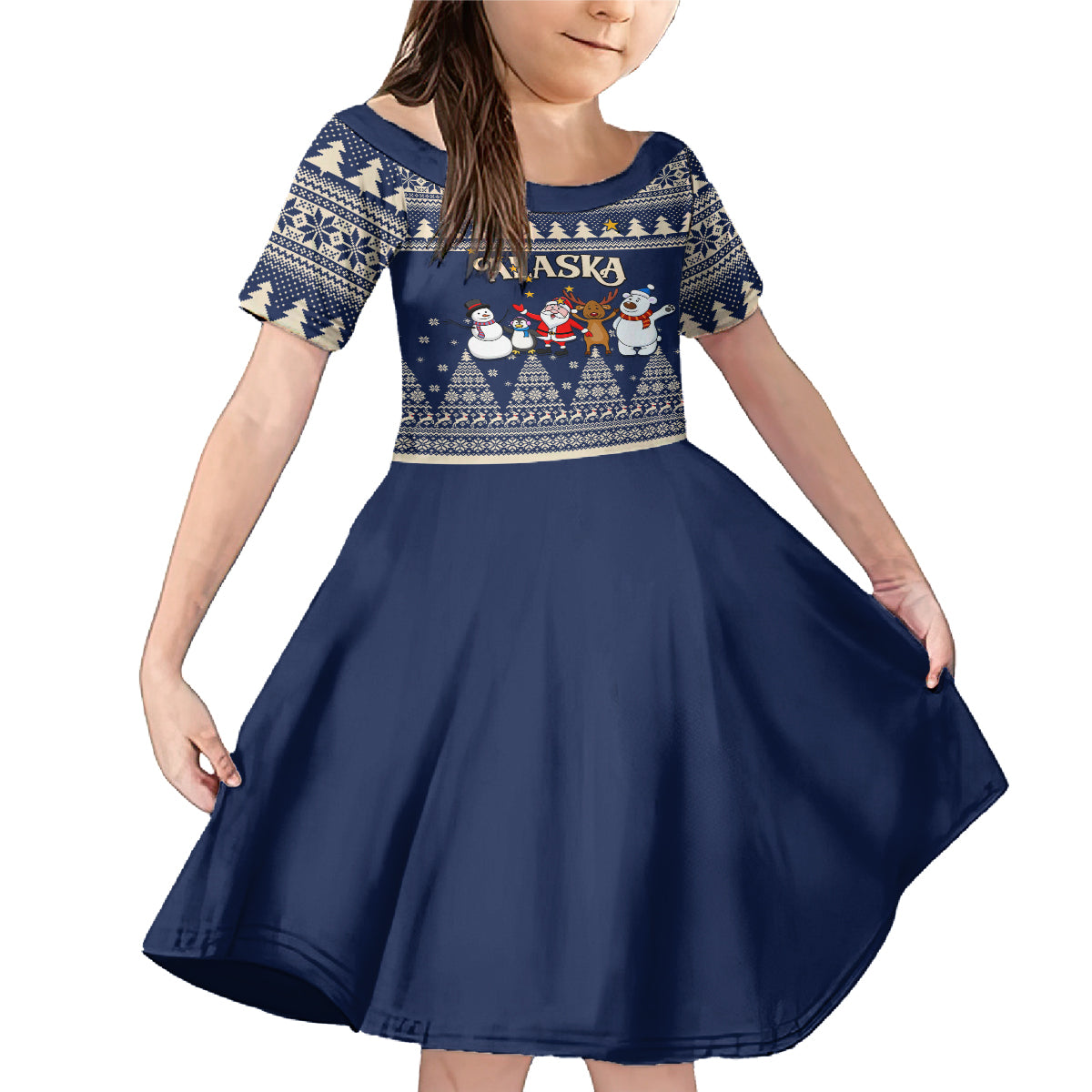 Custom Alaska Christmas Family Matching Mermaid Dress and Hawaiian Shirt Santa Claus With Snowman Reindeer Penguin - Wonder Print Shop