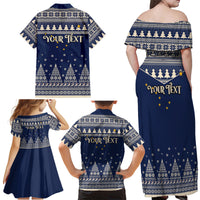 Custom Alaska Christmas Family Matching Off Shoulder Maxi Dress and Hawaiian Shirt Santa Claus With Snowman Reindeer Penguin - Wonder Print Shop