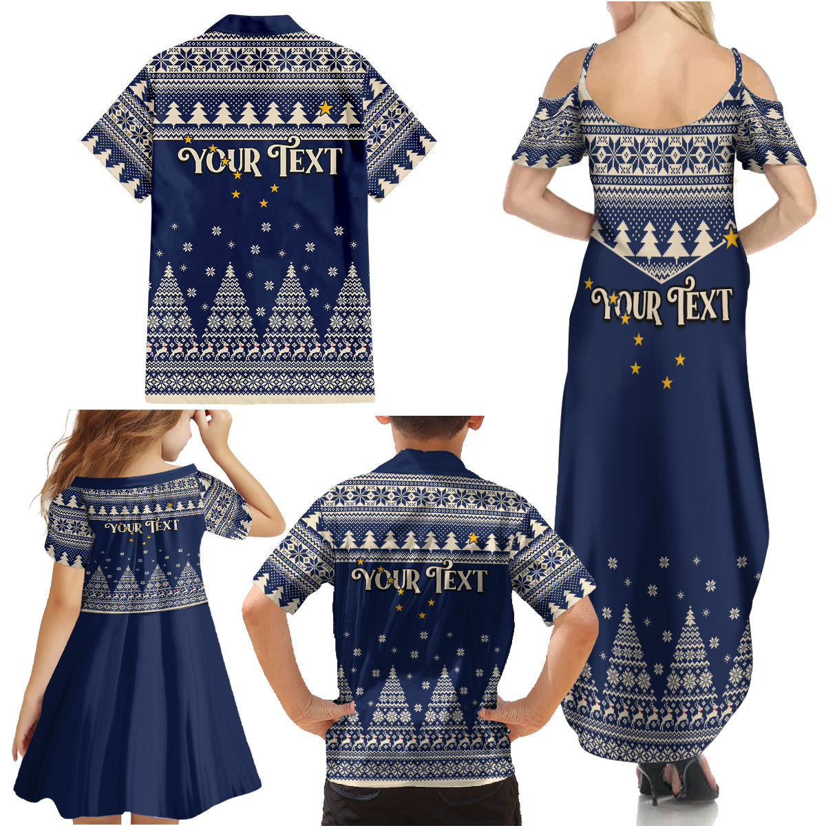 Custom Alaska Christmas Family Matching Summer Maxi Dress and Hawaiian Shirt Santa Claus With Snowman Reindeer Penguin - Wonder Print Shop