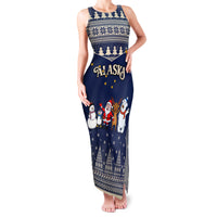Custom Alaska Christmas Family Matching Tank Maxi Dress and Hawaiian Shirt Santa Claus With Snowman Reindeer Penguin - Wonder Print Shop