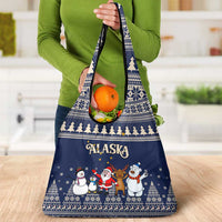 Custom Alaska Christmas Grocery Bag Santa Claus With Snowman Reindeer Penguin