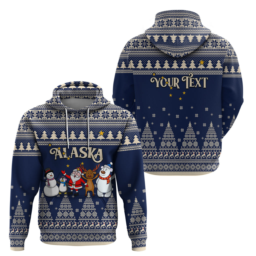 Custom Alaska Christmas Hoodie Santa Claus With Snowman Reindeer Penguin - Wonder Print Shop