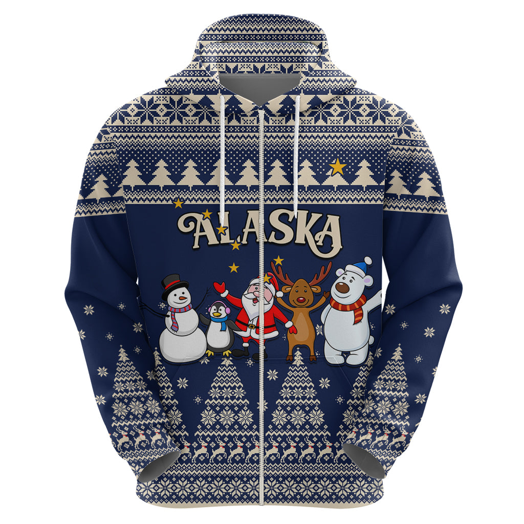 Custom Alaska Christmas Hoodie Santa Claus With Snowman Reindeer Penguin - Wonder Print Shop