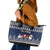 Custom Alaska Christmas Leather Tote Bag Santa Claus With Snowman Reindeer Penguin - Wonder Print Shop