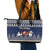 Custom Alaska Christmas Leather Tote Bag Santa Claus With Snowman Reindeer Penguin - Wonder Print Shop
