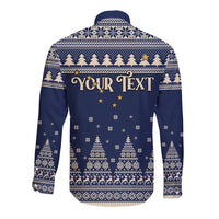Custom Alaska Christmas Long Sleeve Button Shirt Santa Claus With Snowman Reindeer Penguin - Wonder Print Shop