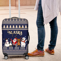 Custom Alaska Christmas Luggage Cover Santa Claus With Snowman Reindeer Penguin - Wonder Print Shop