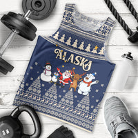 Custom Alaska Christmas Men Tank Top Santa Claus With Snowman Reindeer Penguin - Wonder Print Shop