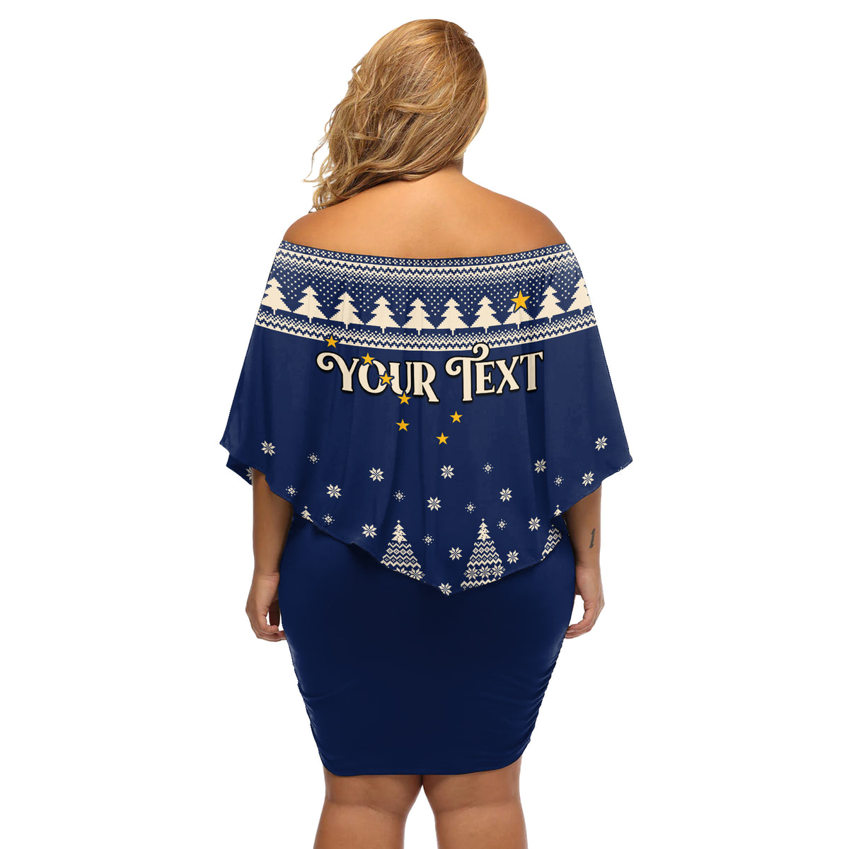 Custom Alaska Christmas Off Shoulder Short Dress Santa Claus With Snowman Reindeer Penguin - Wonder Print Shop
