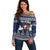 Custom Alaska Christmas Off Shoulder Sweater Santa Claus With Snowman Reindeer Penguin - Wonder Print Shop