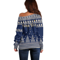 Custom Alaska Christmas Off Shoulder Sweater Santa Claus With Snowman Reindeer Penguin - Wonder Print Shop