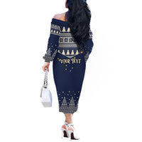 Custom Alaska Christmas Off The Shoulder Long Sleeve Dress Santa Claus With Snowman Reindeer Penguin - Wonder Print Shop
