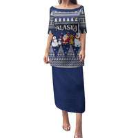 Custom Alaska Christmas Puletasi Santa Claus With Snowman Reindeer Penguin - Wonder Print Shop