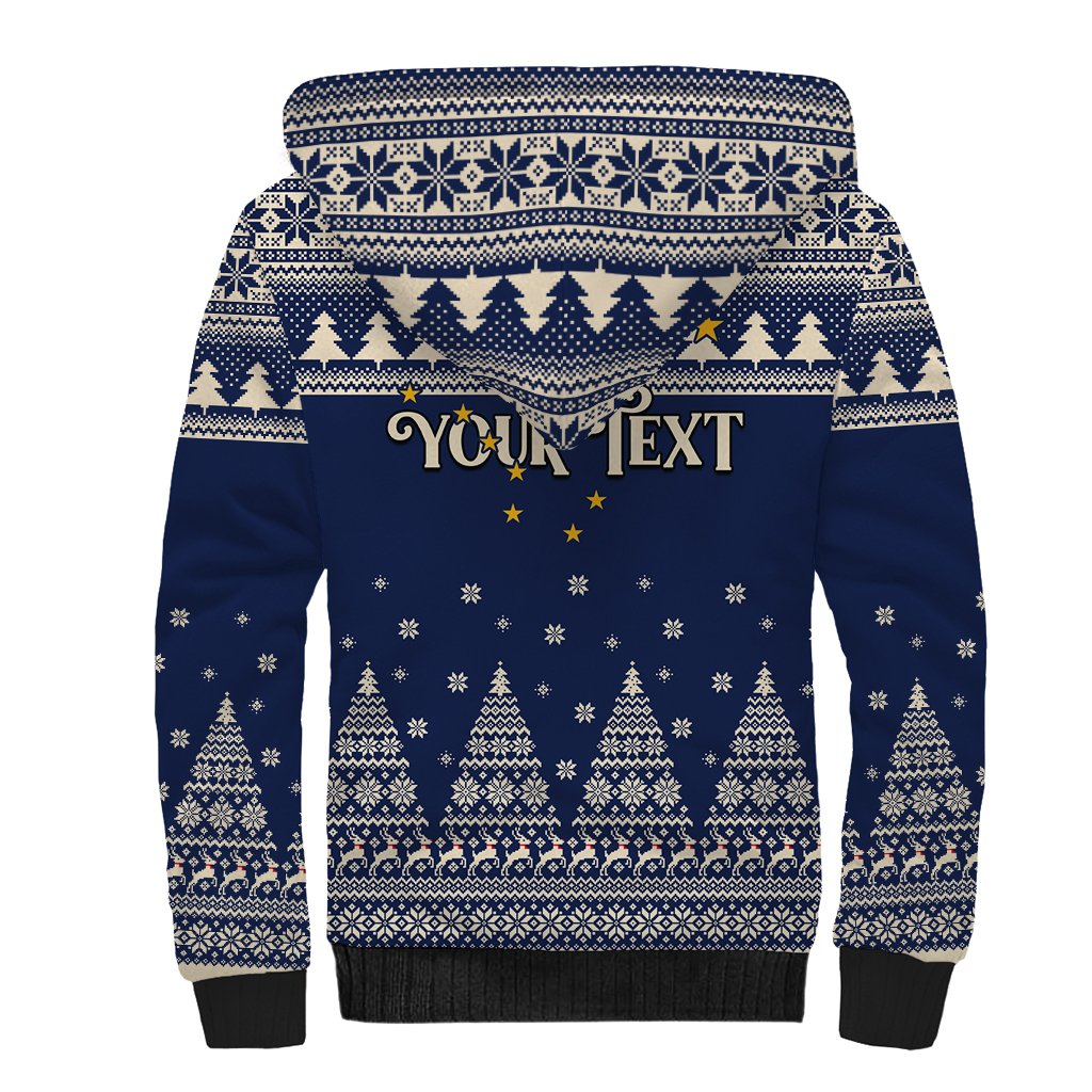 Custom Alaska Christmas Sherpa Hoodie Santa Claus With Snowman Reindeer Penguin - Wonder Print Shop