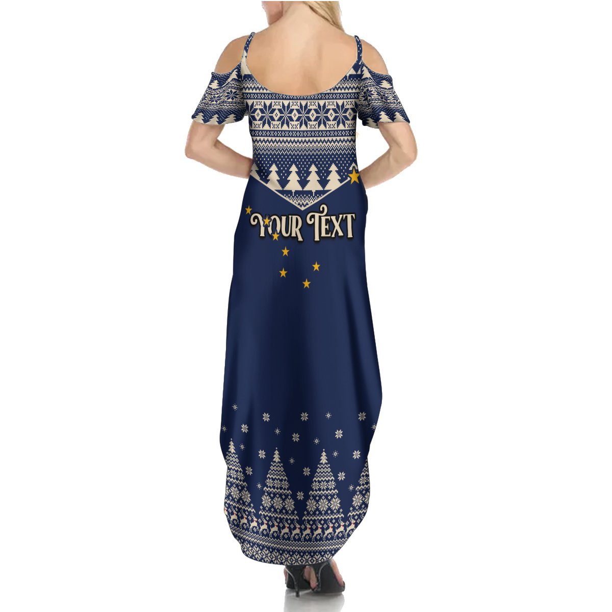 Custom Alaska Christmas Summer Maxi Dress Santa Claus With Snowman Reindeer Penguin - Wonder Print Shop