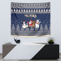 Custom Alaska Christmas Tapestry Santa Claus With Snowman Reindeer Penguin - Wonder Print Shop