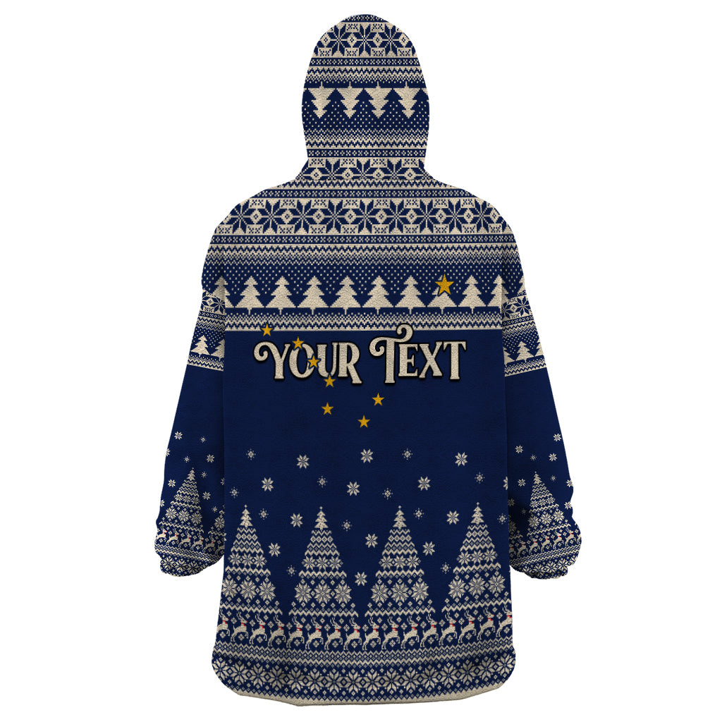 Custom Alaska Christmas Wearable Blanket Hoodie Santa Claus With Snowman Reindeer Penguin - Wonder Print Shop