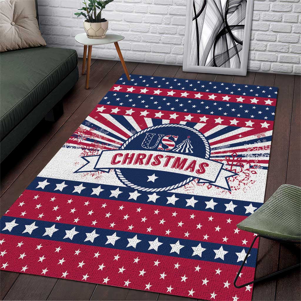 USA Christmas Area Rug The Stars and Stripes Xmas Style - Wonder Print Shop