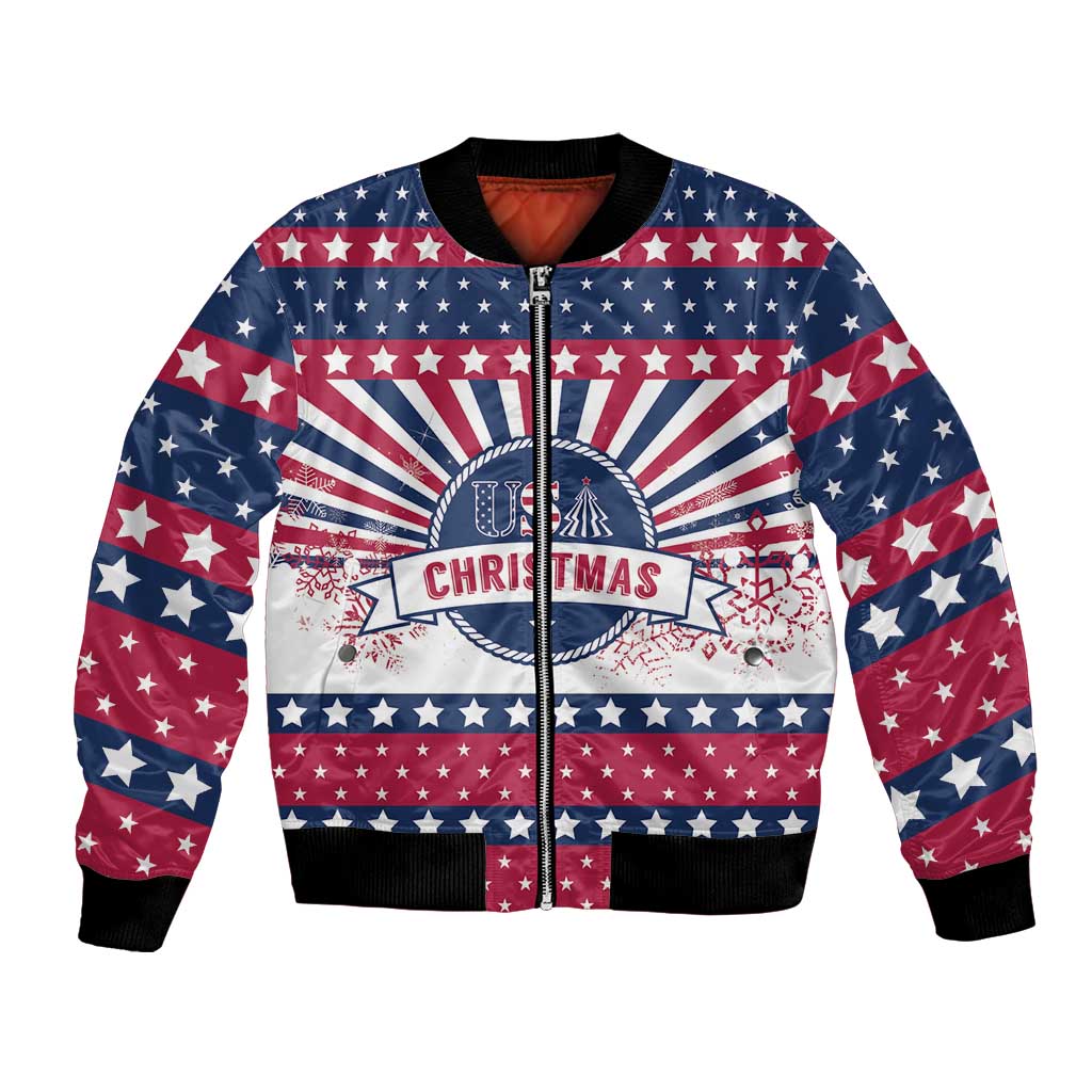 USA Christmas Bomber Jacket The Stars and Stripes Xmas Style - Wonder Print Shop