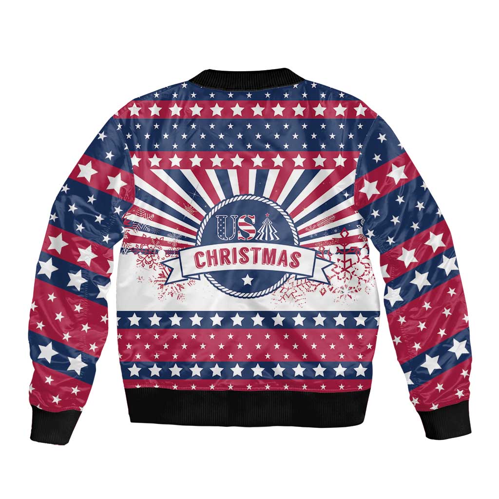 USA Christmas Bomber Jacket The Stars and Stripes Xmas Style - Wonder Print Shop