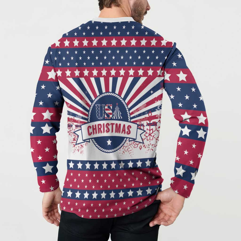 USA Christmas Button Sweatshirt The Stars and Stripes Xmas Style - Wonder Print Shop