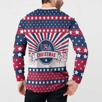 USA Christmas Button Sweatshirt The Stars and Stripes Xmas Style - Wonder Print Shop