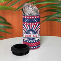 USA Christmas 4 in 1 Can Cooler Tumbler The Stars and Stripes Xmas Style - Wonder Print Shop