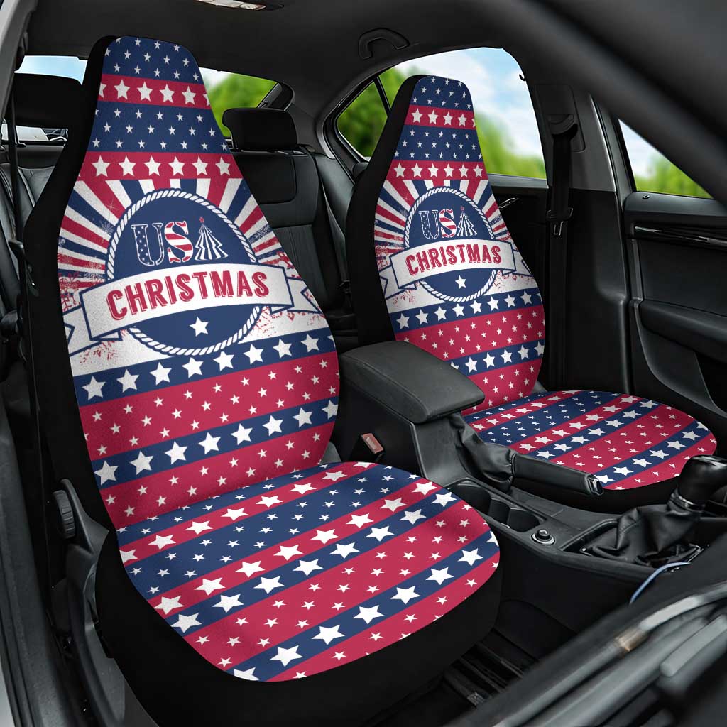 USA Christmas Car Seat Cover The Stars and Stripes Xmas Style - Wonder Print Shop