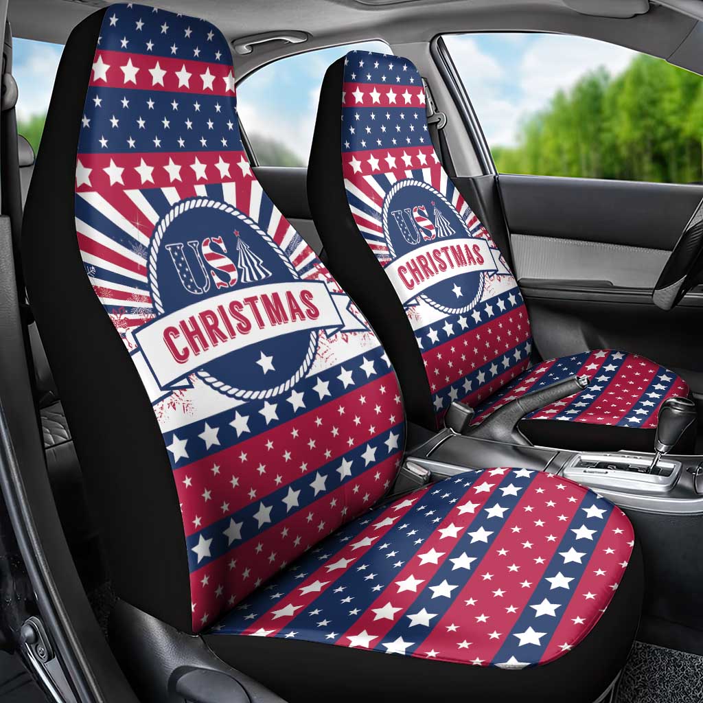 USA Christmas Car Seat Cover The Stars and Stripes Xmas Style - Wonder Print Shop