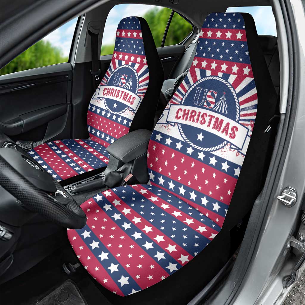 USA Christmas Car Seat Cover The Stars and Stripes Xmas Style - Wonder Print Shop