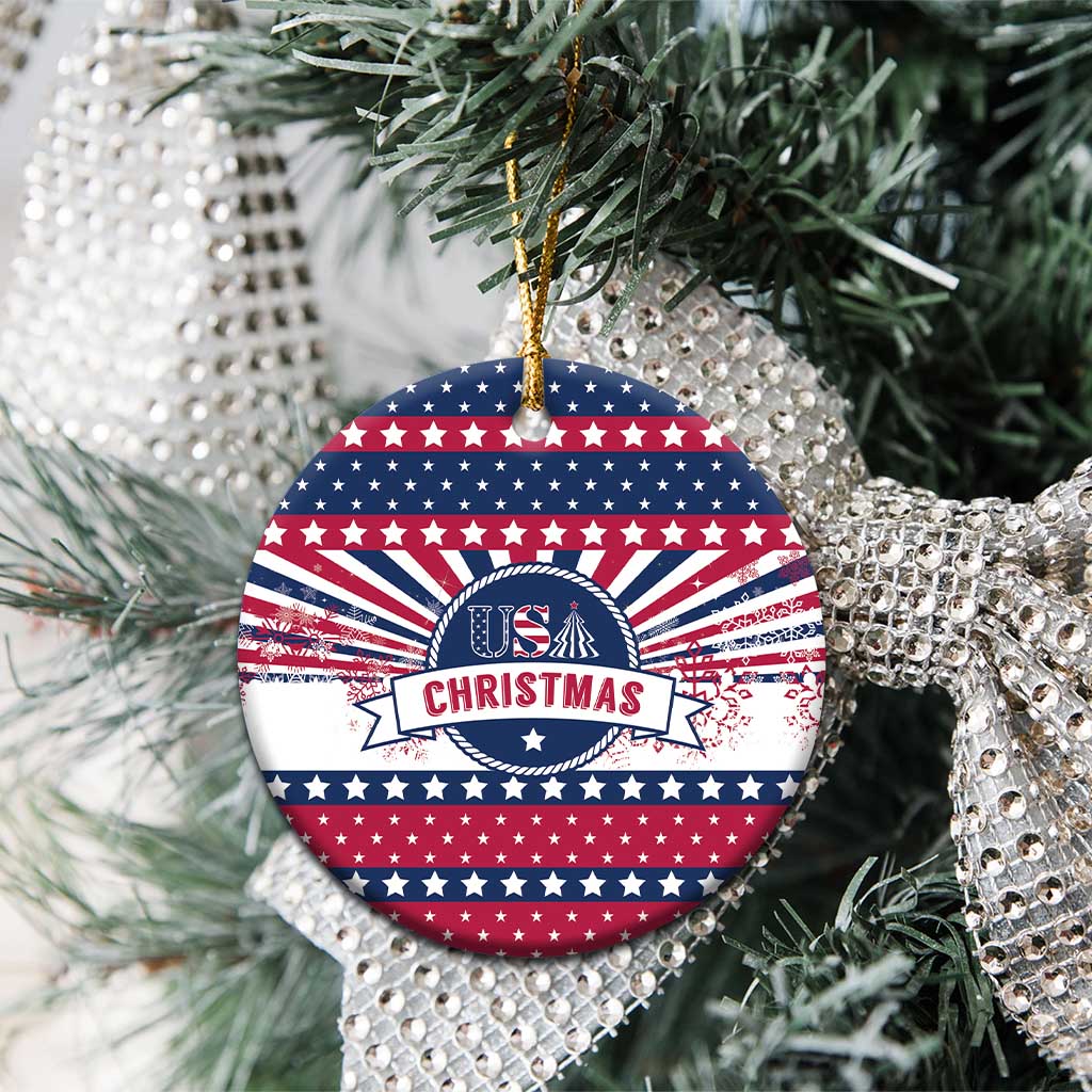 USA Christmas Ceramic Ornament The Stars and Stripes Xmas Style - Wonder Print Shop