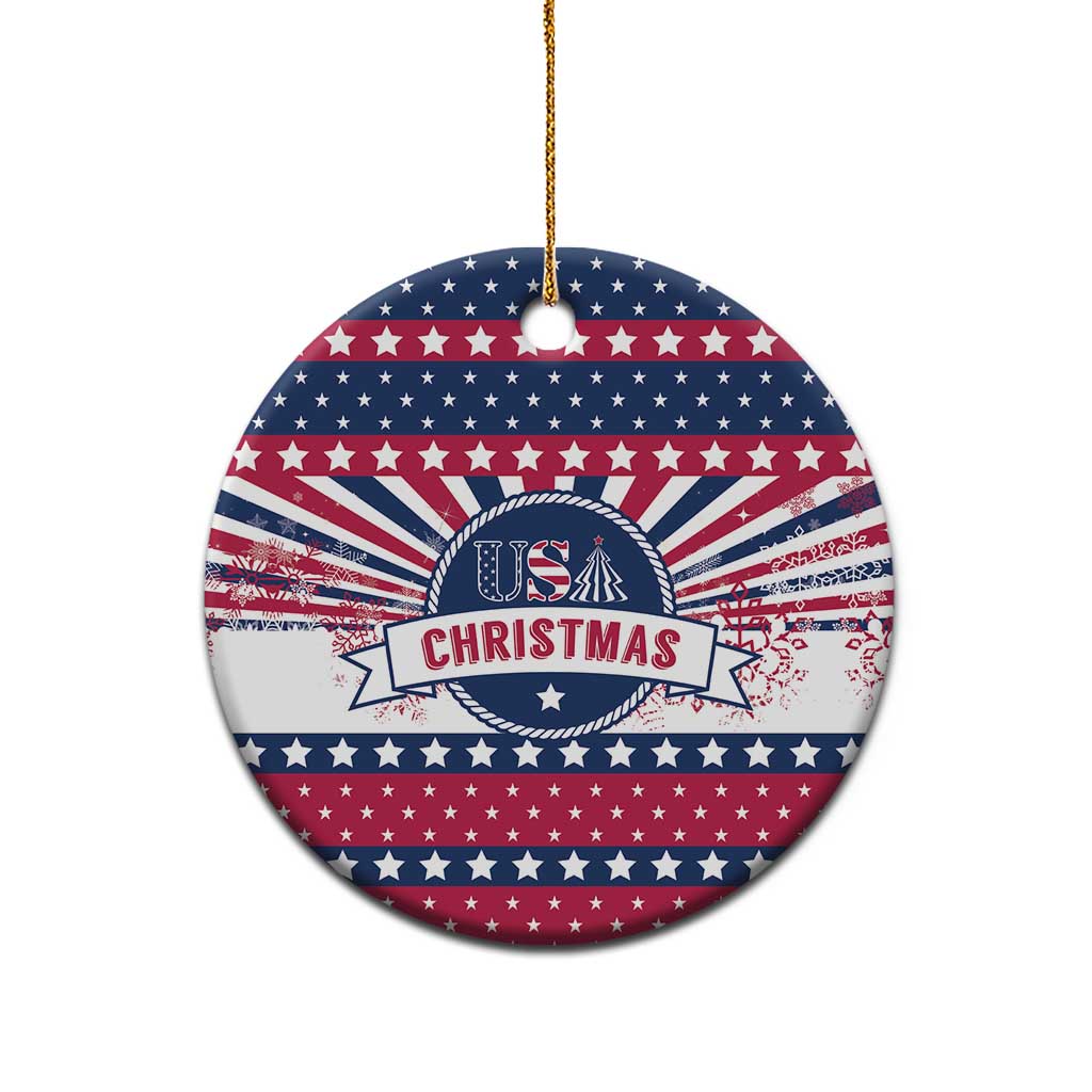 USA Christmas Ceramic Ornament The Stars and Stripes Xmas Style - Wonder Print Shop