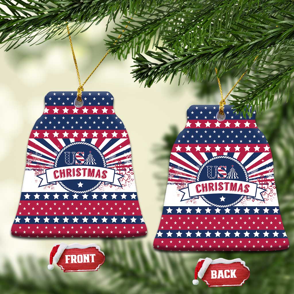 USA Christmas Ceramic Ornament The Stars and Stripes Xmas Style - Wonder Print Shop